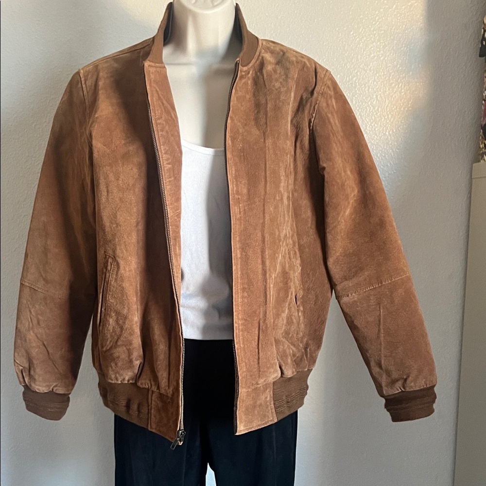 Falls Creek Tan Suede Bomber Jacket 18y or Women’s Med